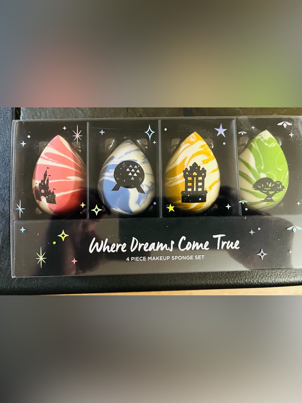 “ where dreams come true ” 4-Piece Marbled Makeup Sponge Set in 4 colors. NEW